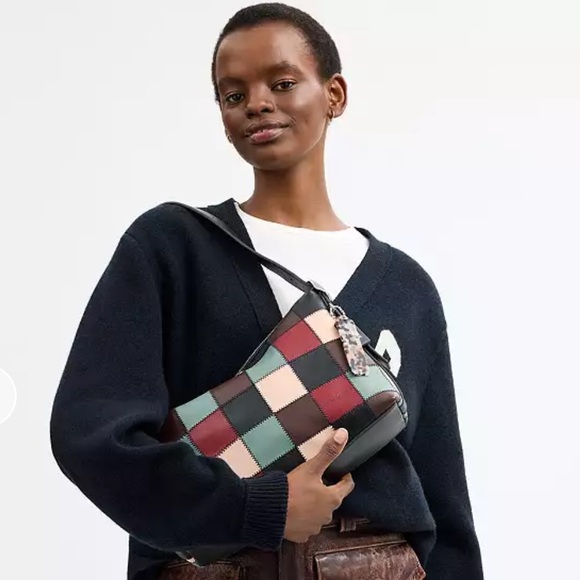 NWT Coactopia Alter/Ego Slouchy Shoulder Bag In Checkerboard Upcrafted Leather - Picture 3 of 7